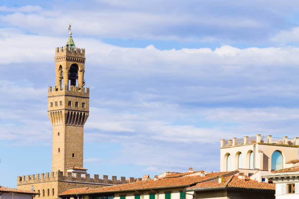 istock Old Palace bell tower detail view, Florence. 867810320