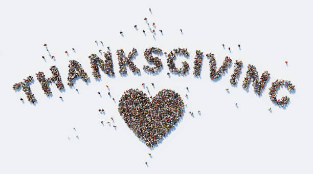 istock Human Crowd Forming A Big Thanksgiving Text:  Thanksgiving Concept 867817148