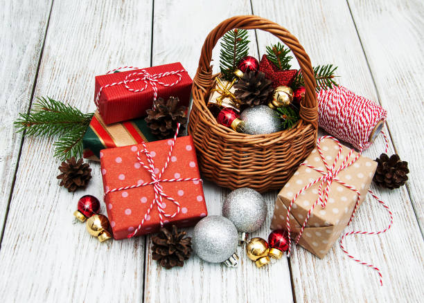 istock Christmas baubles in basket 867817202