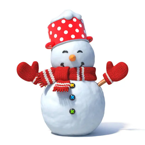 Photo of Isolated snowman 3d rendering