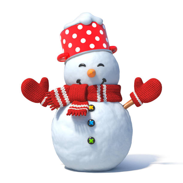 isolated snowman 3d rendering - snowman imagens e fotografias de stock