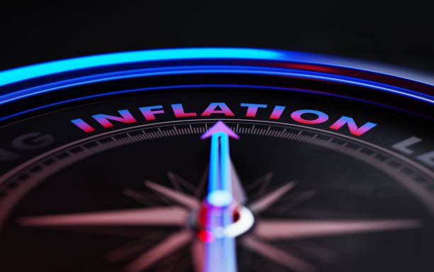 istock Inflation Concept: Arrow of A Compass Pointing Inflation Text 867827092