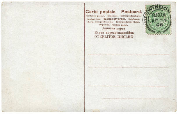 istock vintage postcard with blank content sent from Swindon, Britain in 1906, a very good background for any usage of the British historic postcard communications. 867829800
