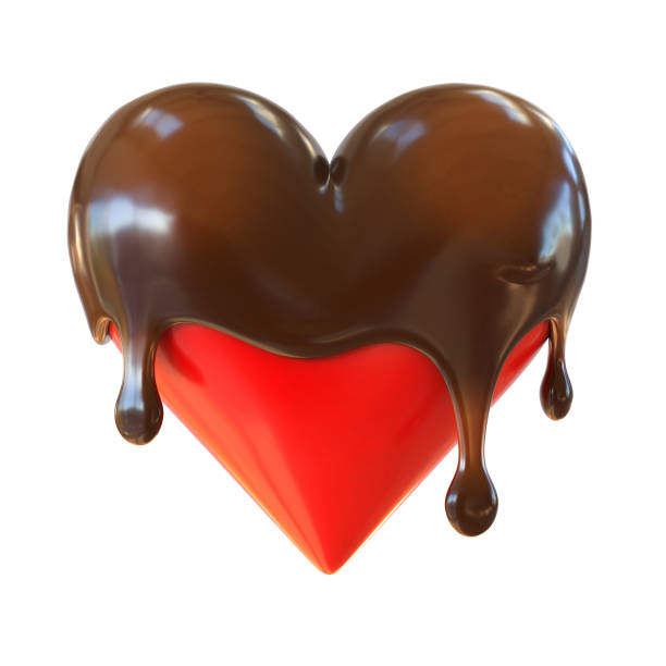 Chocolate heart melts 3d rendering Chocolate heart melts 3d rendering heart shape valentines day chocolate candy food stock pictures, royalty-free photos & images