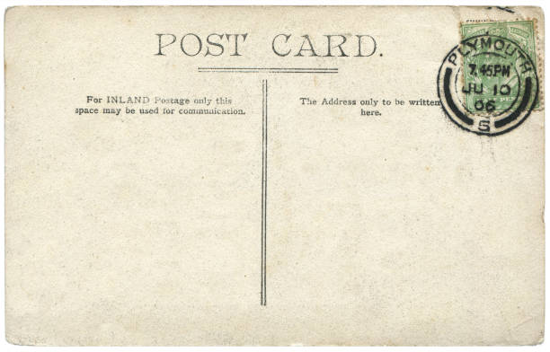 istock vintage postcard with blank content sent from Kingston on Polymouth, Britain in 1906, a very good background for any usage of the British historic postcard communications. 867833224