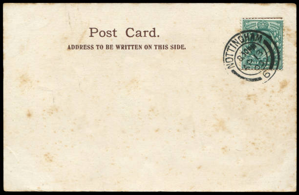 istock vintage postcard with postmarks and blank content sent from Nottingham, Britain in 1908, a very good background for any usage of the British historic postcard communications. 867836498