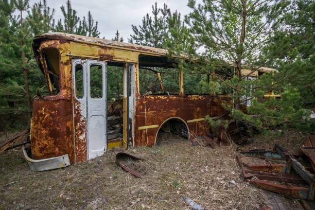 istock Abandoned rusty bus at the former Buryakovka in Pripyat 867845722