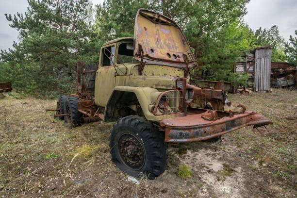 istock Radioactive abandoned techniqe and machines of Chernobyl 867845948