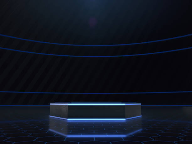 istock Pedestal for display,Platform for design,Blank product stand with light glow.3D rendering. 867851664