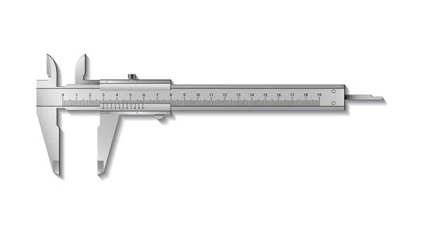 schieblehre - mikrometer feinmessgerät stock-grafiken, -clipart, -cartoons und -symbole