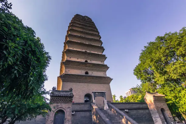 Photo of Xi'an, China - July 24, 2014: Small Wild Goose Pagoda temple complex