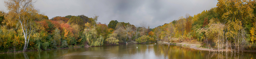 Lake in the forest on a overcast autumn day