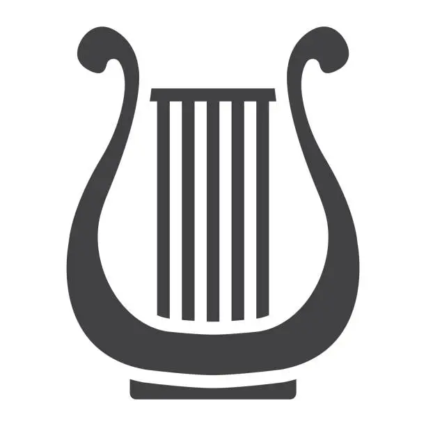 Vector illustration of Ancient Greek Lyre glyph icon, music and instrument, harp sign vector graphics, a solid pattern on a white background, eps 10.