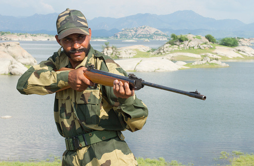 Young Indian Soldier in different posses