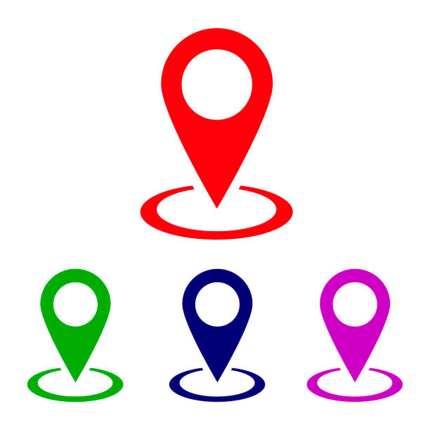 ilustraciones, imágenes clip art, dibujos animados e iconos de stock de vector icono de ubicación, pin en el mapa - map square shape usa global communications