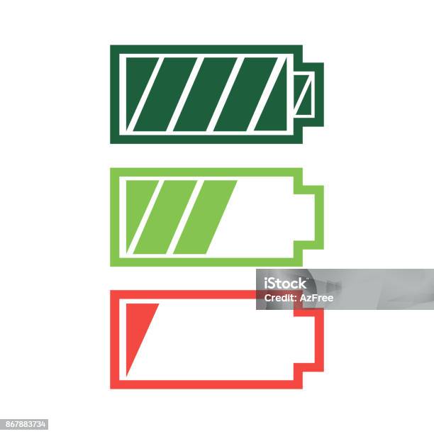 Battery Charge Status Icon Vector Stock Illustration - Download Image Now - Battery, Low, Icon Symbol