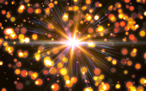 istock Abstract digital lens flare in black and bokeh background horizontal frame.Beautiful bokeh and flare. 867887026