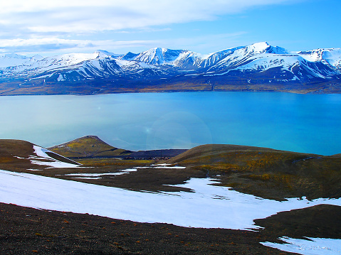 Picturesque places of Norway. Svalbard. view from Mount Olaf