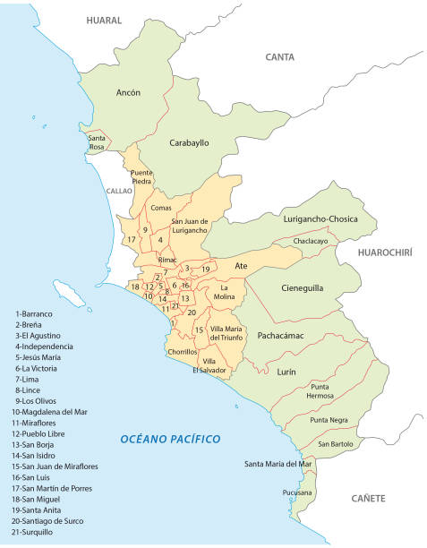 Lima administrative and political map Lima administrative and political vector map lima stock illustrations
