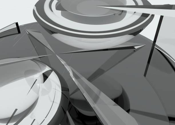 istock Futuristic architectural design. 3D composition of glass spheres and geometric elements. 867902030