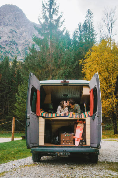 istock Couple in the camper van in Austrian  mountains 867903852