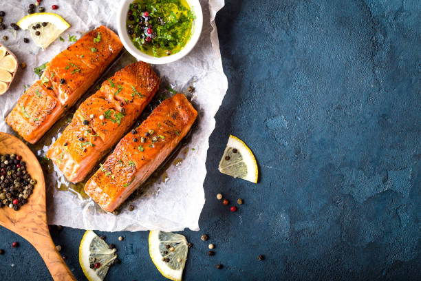 Delicious fried salmon fillet