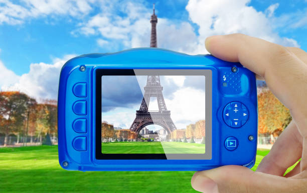 istock Taking picture of eiffel tower paris compact camera display pov 867925464