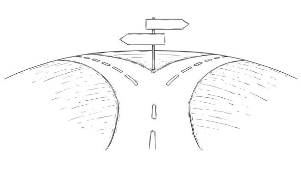 道空の矢印でフォーク図面署名 - directional sign road sign blank arrow sign点のイラスト素材／クリップアート素材／マンガ素材／アイコン素材