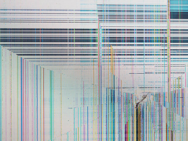 istock Cracked glass of broken lcd matrix display screen, macro. Include broken screen monitor. Color strips and pixels the abstract background 867929250