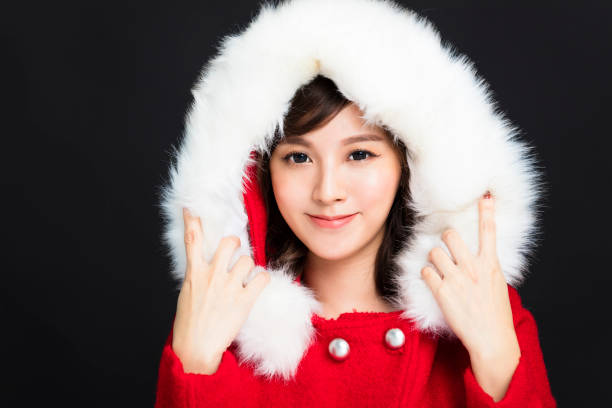 Happy young woman in winter clothes