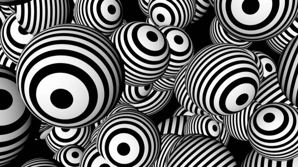 Abstract background with black and white spheres
