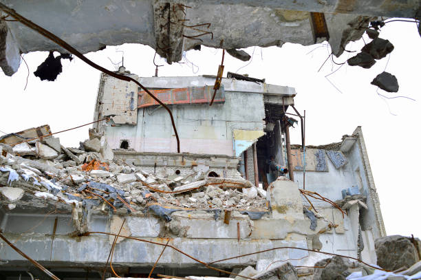 istock Remains of the destroyed industrial building 867947544