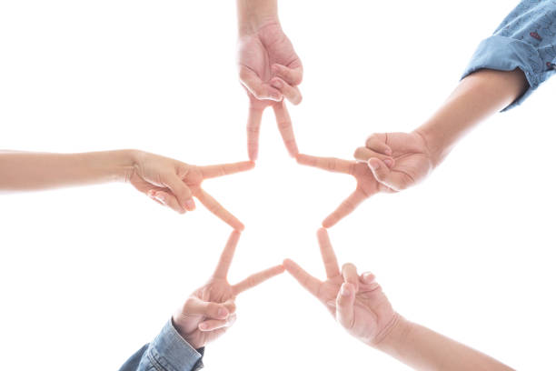 istock Hands in the form as star shape on isolated white background. Relation and United sign concept 867955488