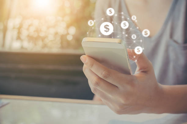 istock Asian woman hand using mobile phone with online transaction application, Concept ecommerce and internet investment 867955670