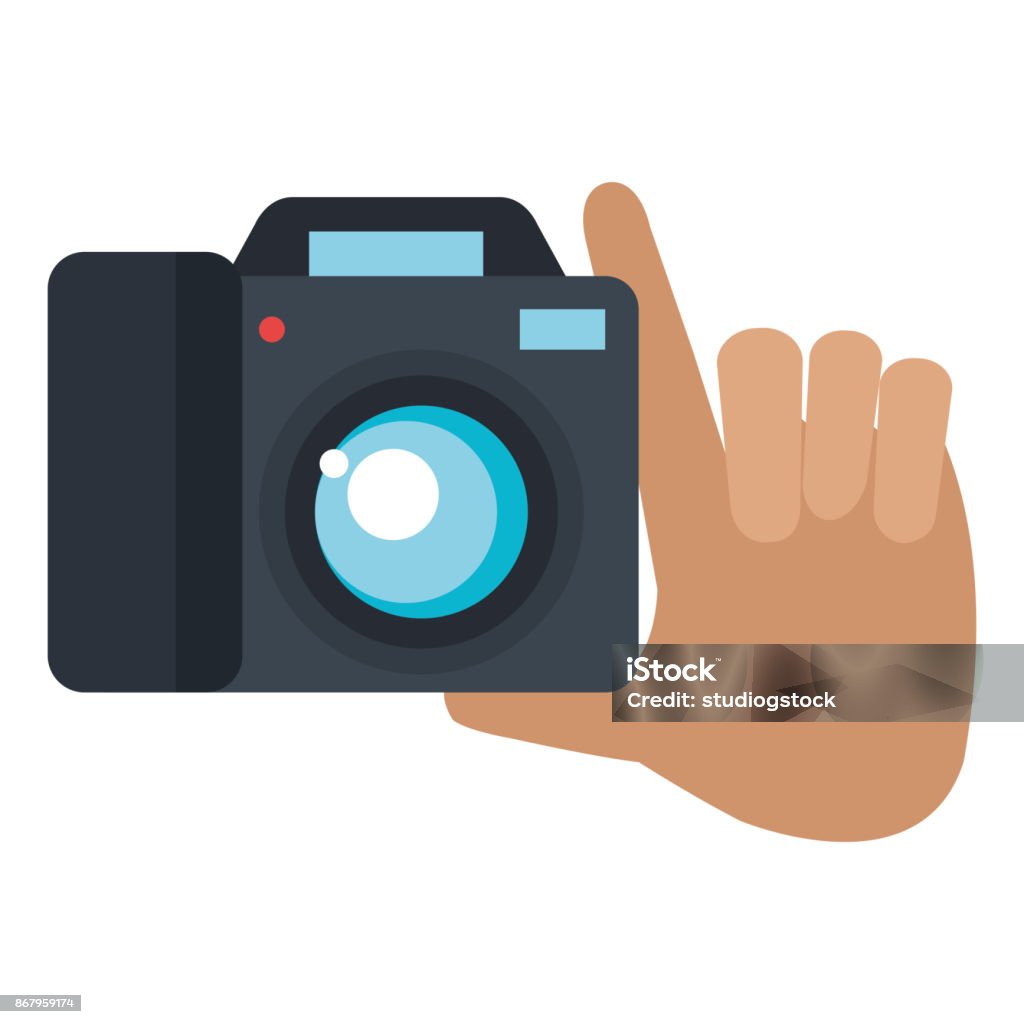 Hand With Camera Photographic Stock Illustration - Download Image Now ...