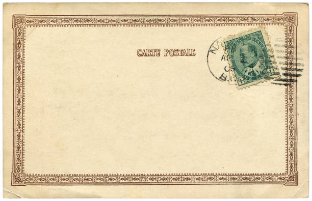 istock vintage postcard with postmarks and blank content sent from Canada in 1906, a very good background for any usage of the Canadian historic postcard communications. 867965118