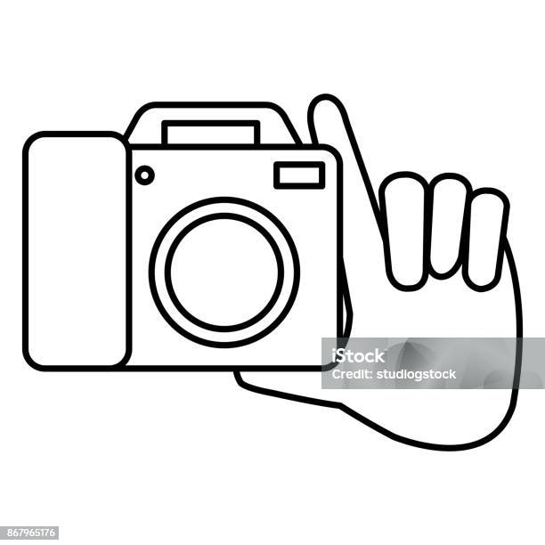 Hand With Camera Photographic Stock Illustration - Download Image Now ...