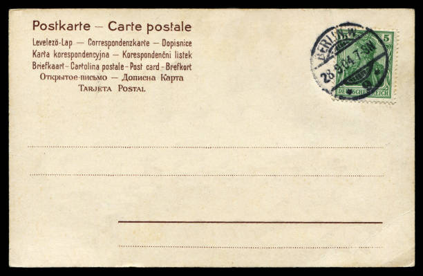 istock vintage postcard with postmarks and blank content sent from Berlin, Germany in 1904, a very good background for any usage of the German historic postcard communications. 867965258