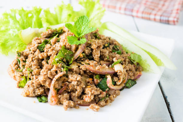 istock thai food. spicy pork salad 867966240