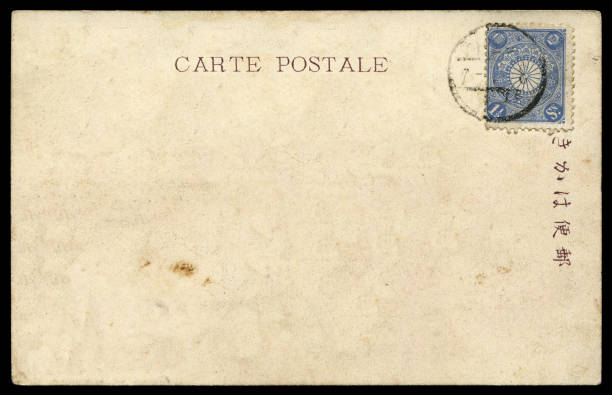 istock vintage postcard with blank content sent from in early 1900s, a very good background for any usage of the Japanese historic postcard communications. 867979756