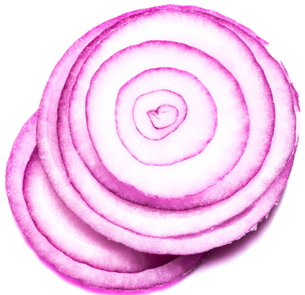 istock red onions isolated on white background, top view 867997338