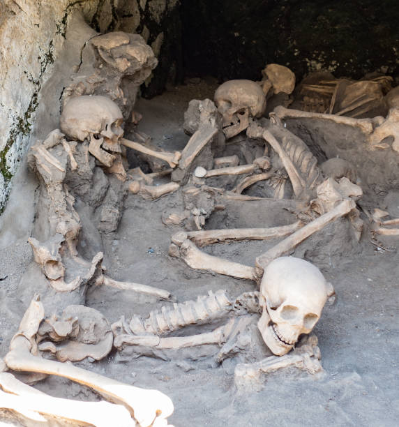 istock Skulls and bones found entombed in lava 868001320
