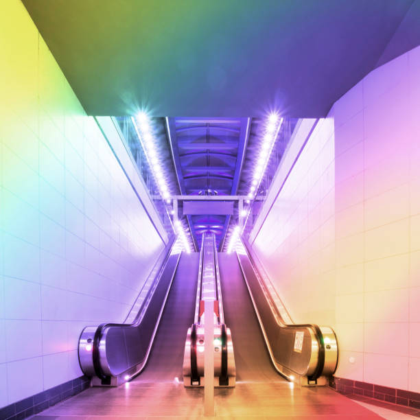 istock Entrance railway station elevator stairs. 868005456