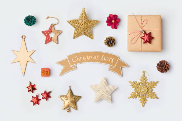 istock Christmas star decorations collection for mock up template design. View from above. Flat lay 868015246