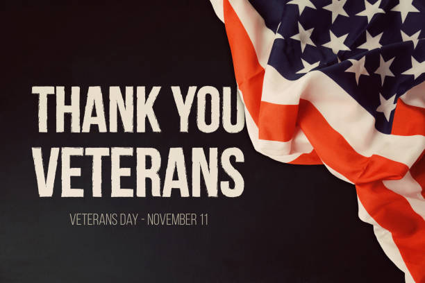 istock Veterans day background with text and USA flag 868015300