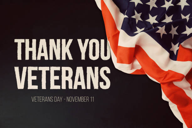 Veterans day background with text and USA flag Veterans day background with text and USA flag thank you veterans day stock pictures, royalty-free photos & images