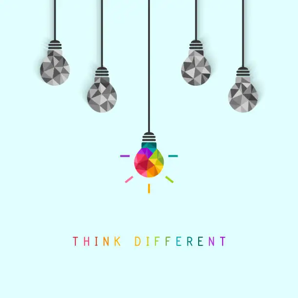 Vector illustration of Think different concept with unique lightbulb