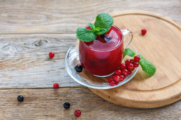 istock Kissel of red and black currants and fragrant mint. 868023488
