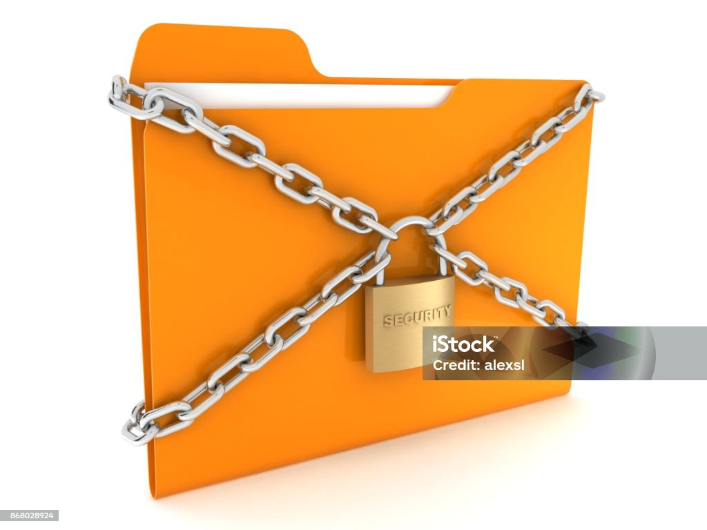 Data folder security lock chain concept Privacy Stock Photo