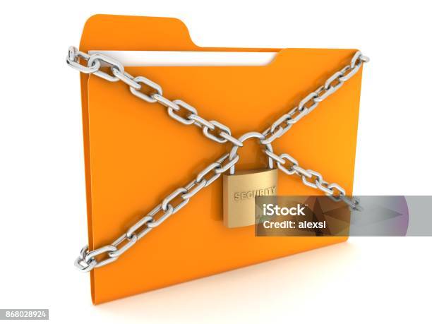 Data Folder Security Lock Chain Concept Stock Photo - Download Image Now - Privacy, Business, Business Finance and Industry